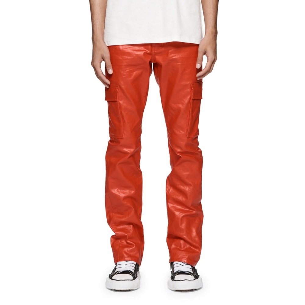 PURPLE JEANS RED WAX FLARE JEANS SIZE 33